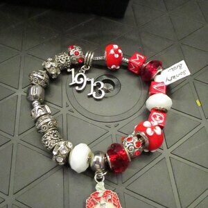 Pandora style Delta Sigma Theta Soriety beaded charm bracelet